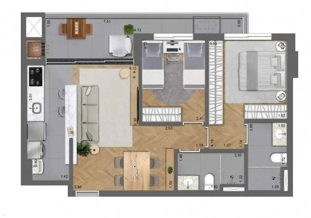 PLANTA 68m²