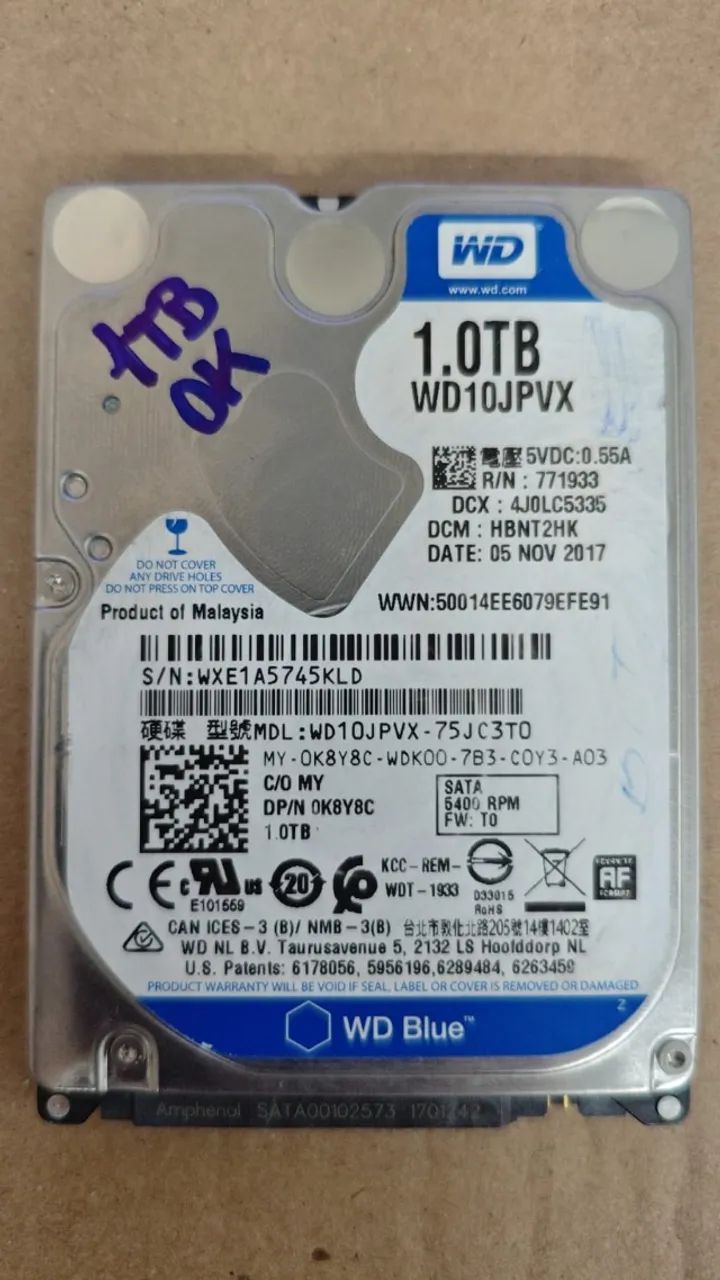 HD NOTEBOOK 1TB SATA 2,5 WD BLUE