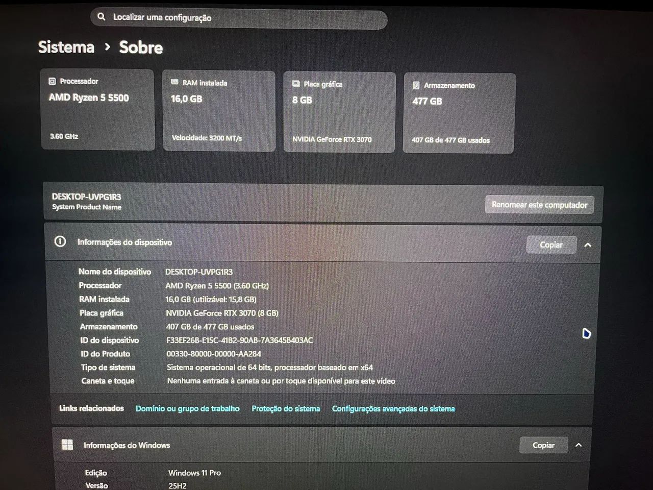 Pc gamer ryzen 5 5500+rtx3070 - Foto 5