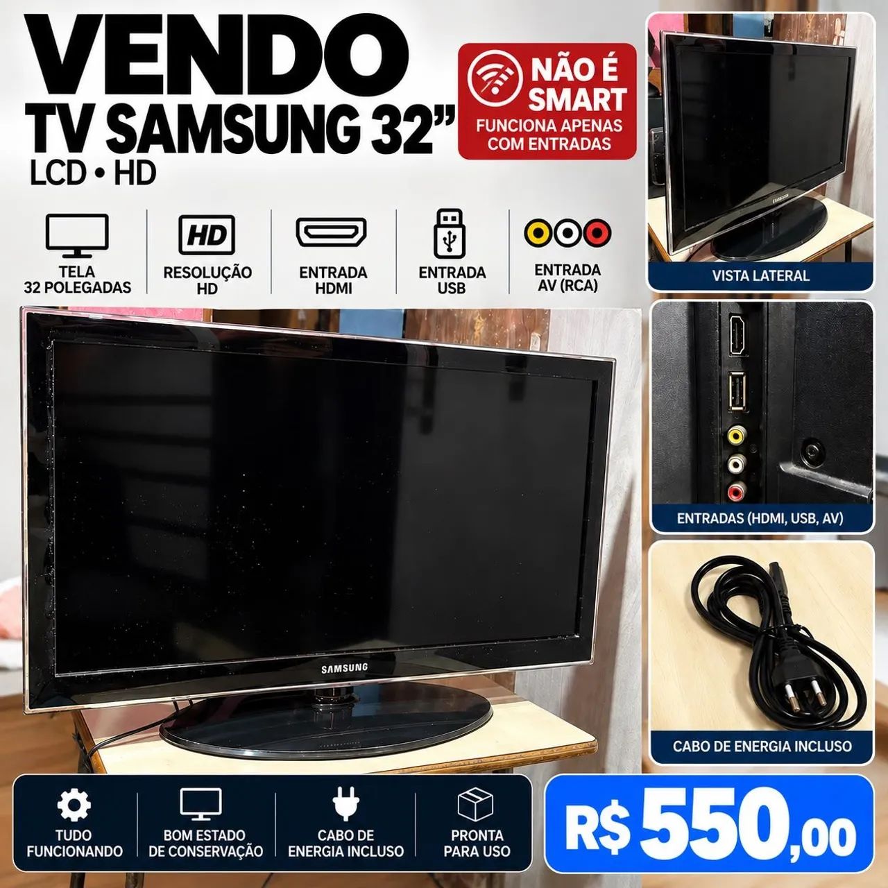 TV - 32 POLEGADAS - SAMSUNG - Foto 4