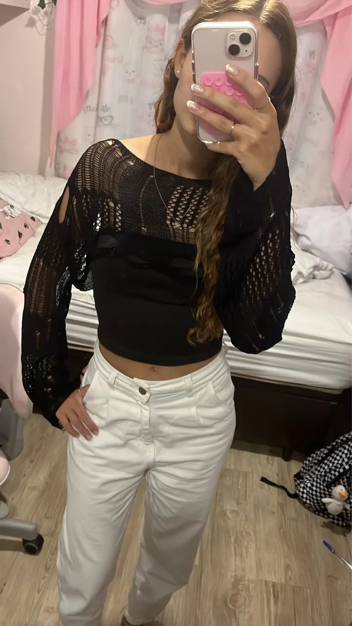Blusa renda preta - Foto 2