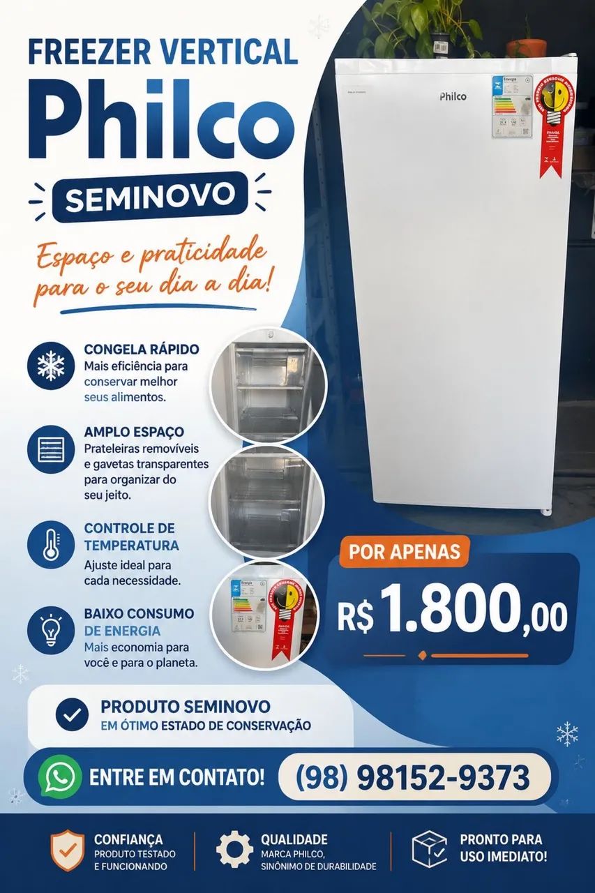Freezer Vertical Philco seminovo