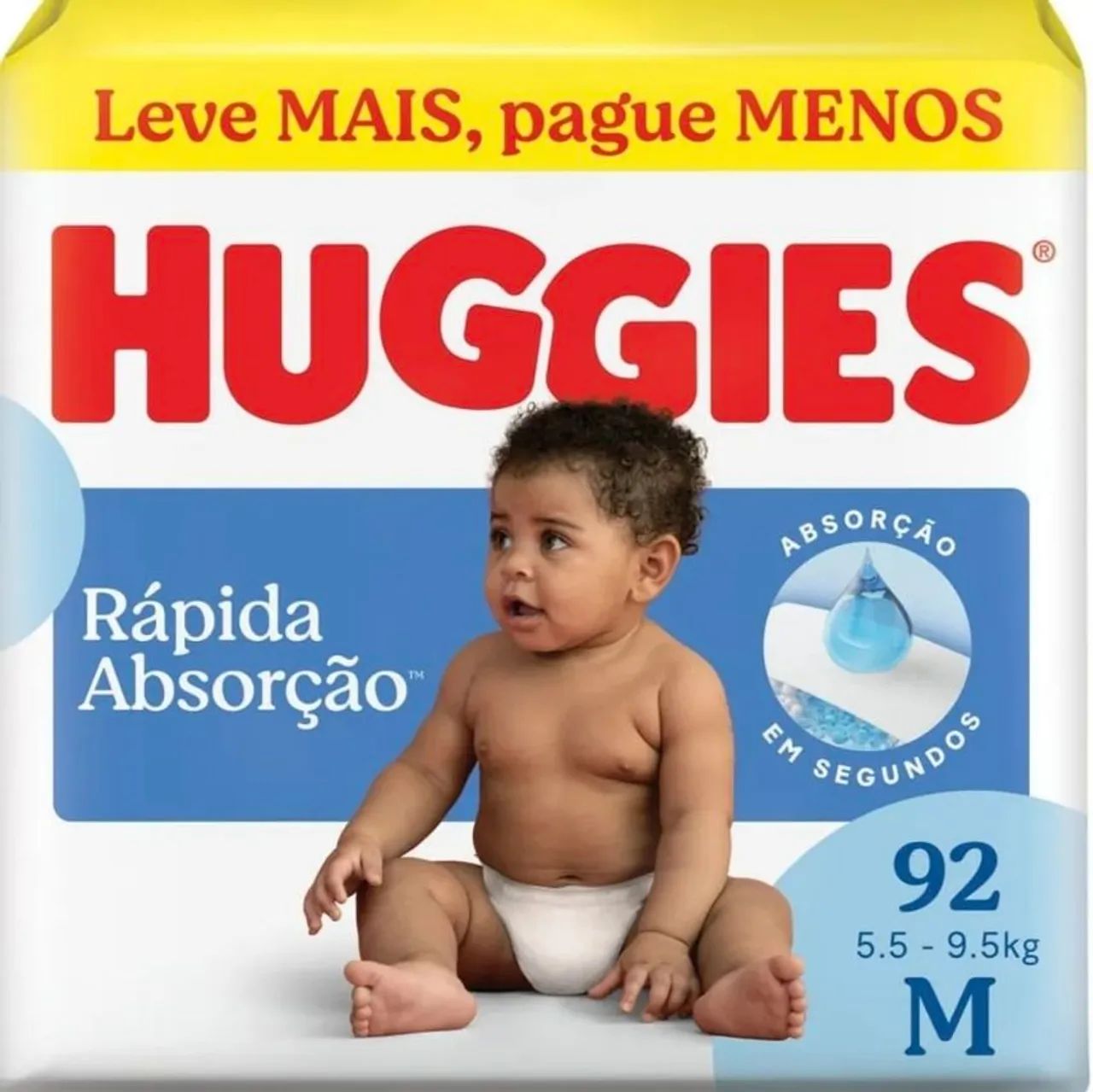 Fraldas Huggies - M - rápida absorção - pacote com 92 fraldas!!