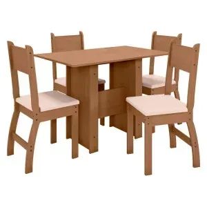 Mesa de Jantar Milano com 4 Cadeiras Carvalho/Savana