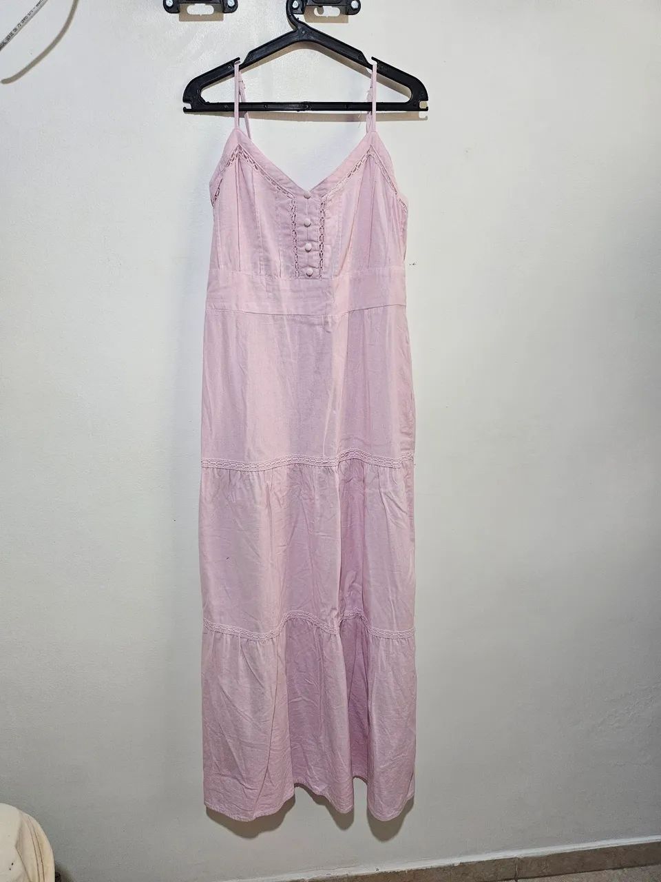 Vestido rosa longo