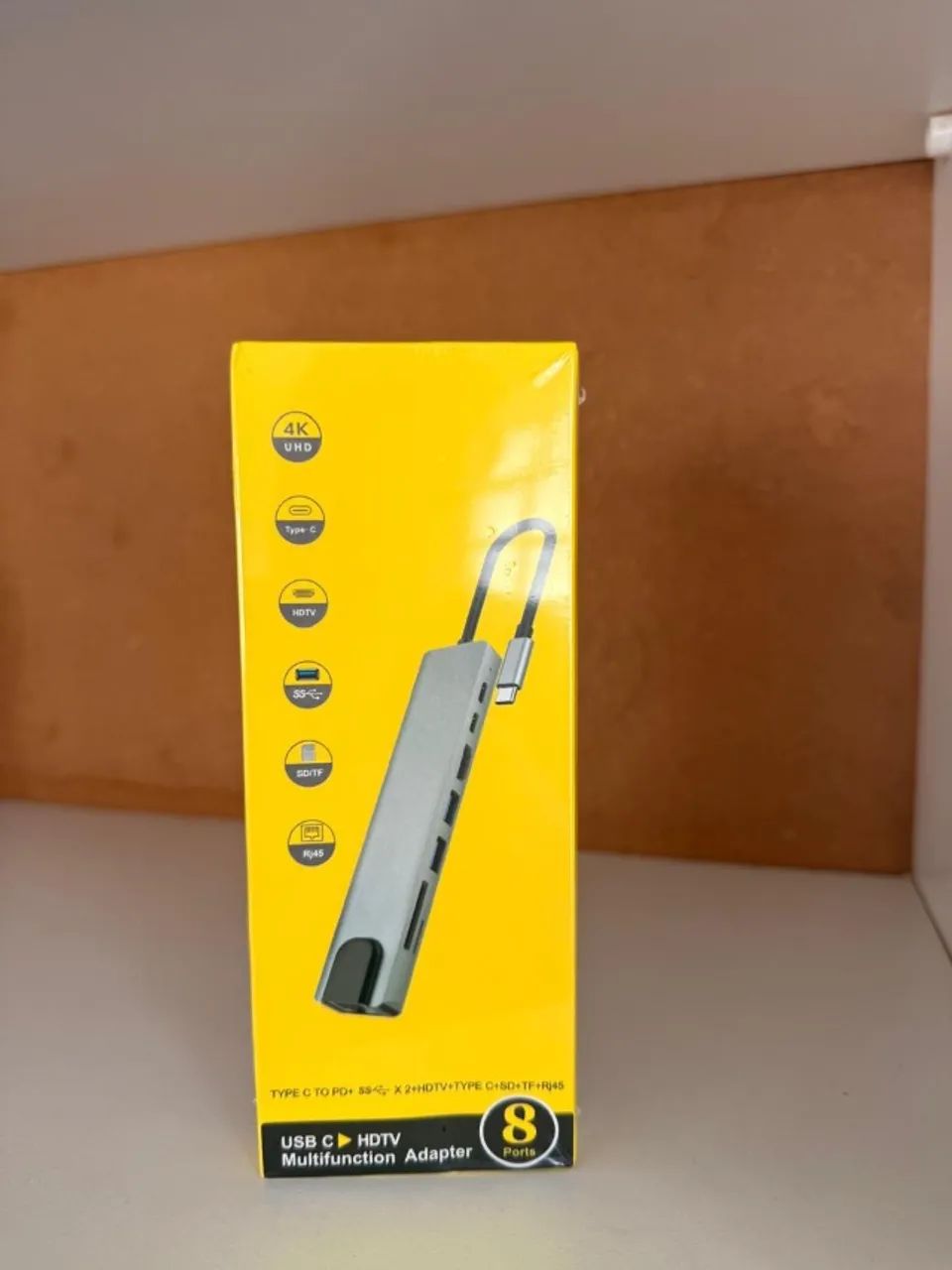 Hub Adaptador USB-C 8 em 1 para MacBook e Notebooks - HDMI 4K, USB 3.0, LAN e SD