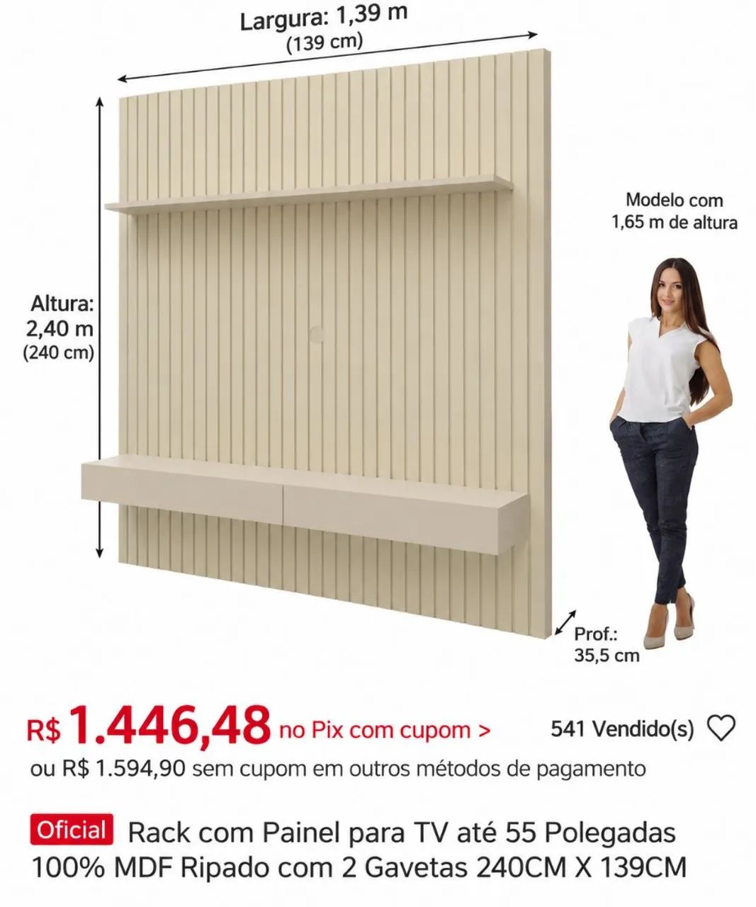 Painel ripado com rack - Foto 3