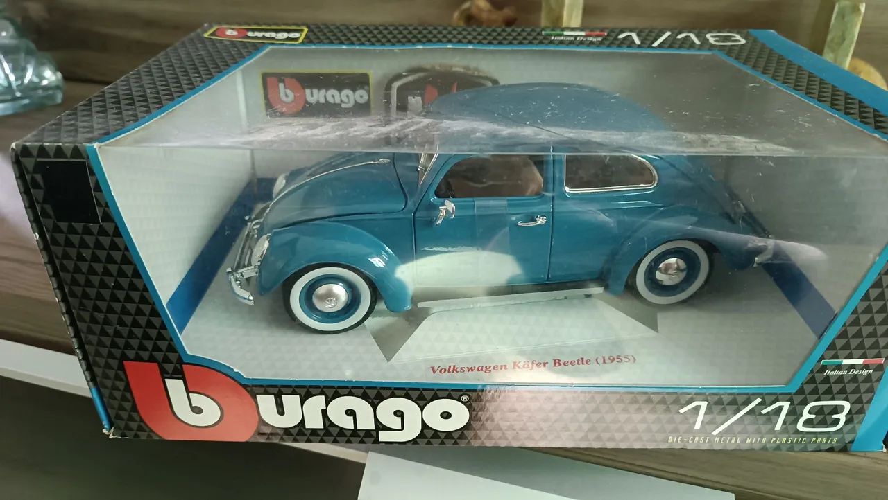 Fusca Azul  Burago 1:18 miniatura - Foto 2
