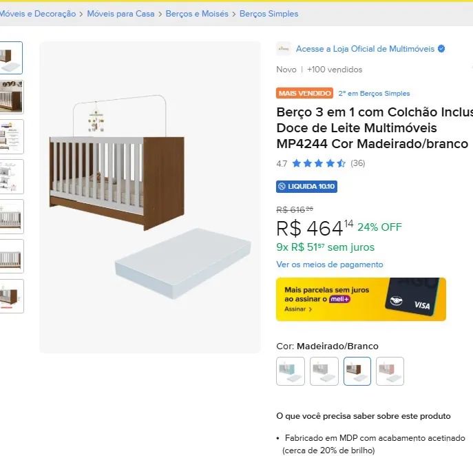 VENDO BERÇO 3 EM 1 