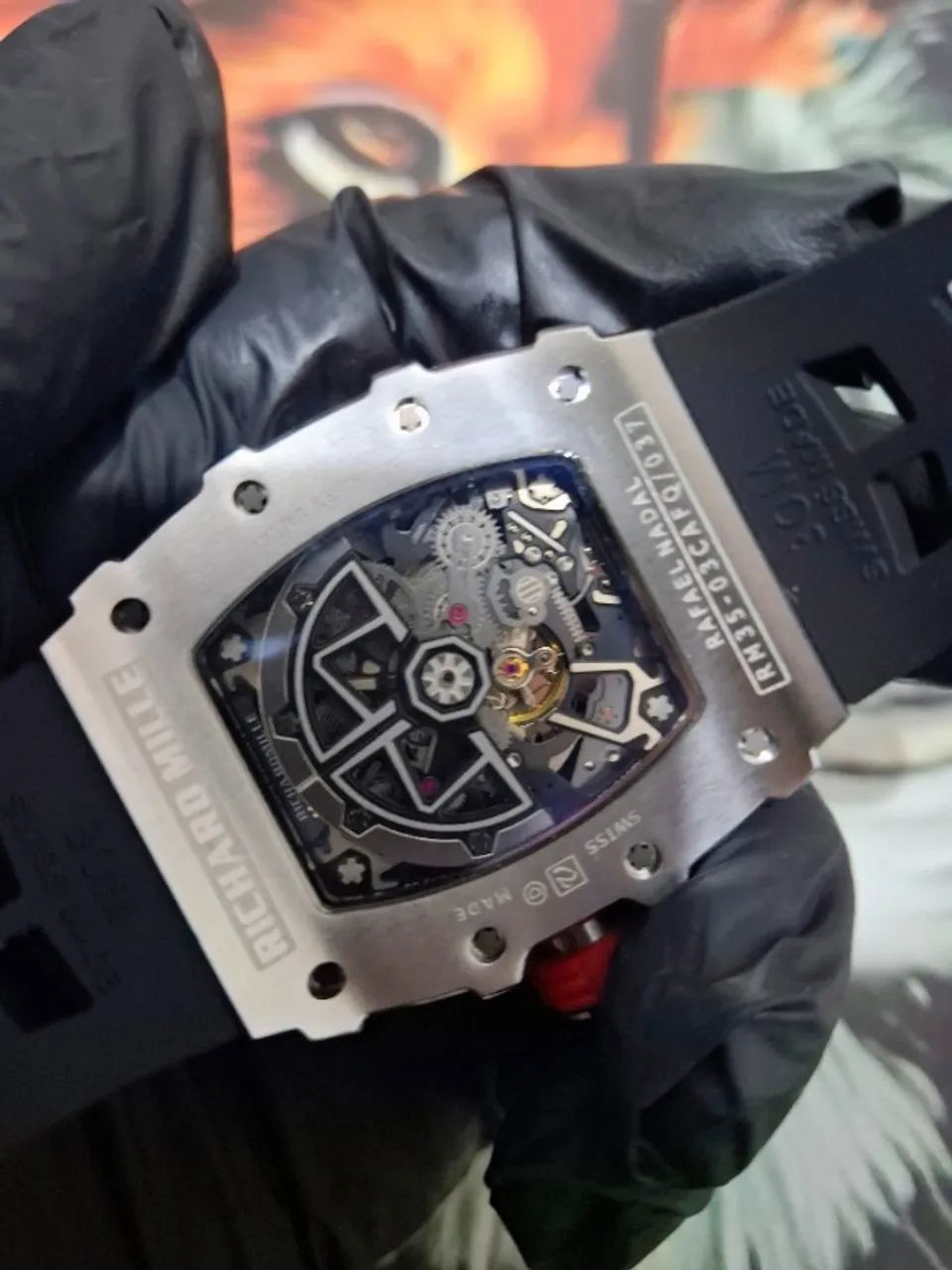 Relógio RICHARD MILLE MODELO RAFAEL NADAL PULSEIRA PRETO AUTOMÁTICO  - Foto 4