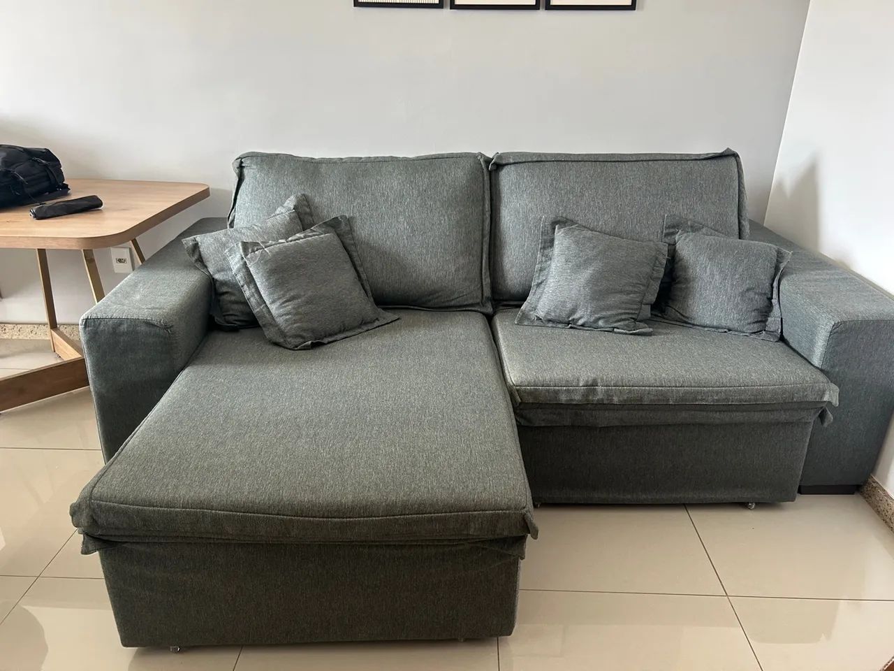 Sofá - Linho Cinza Retrátil  - Foto 2