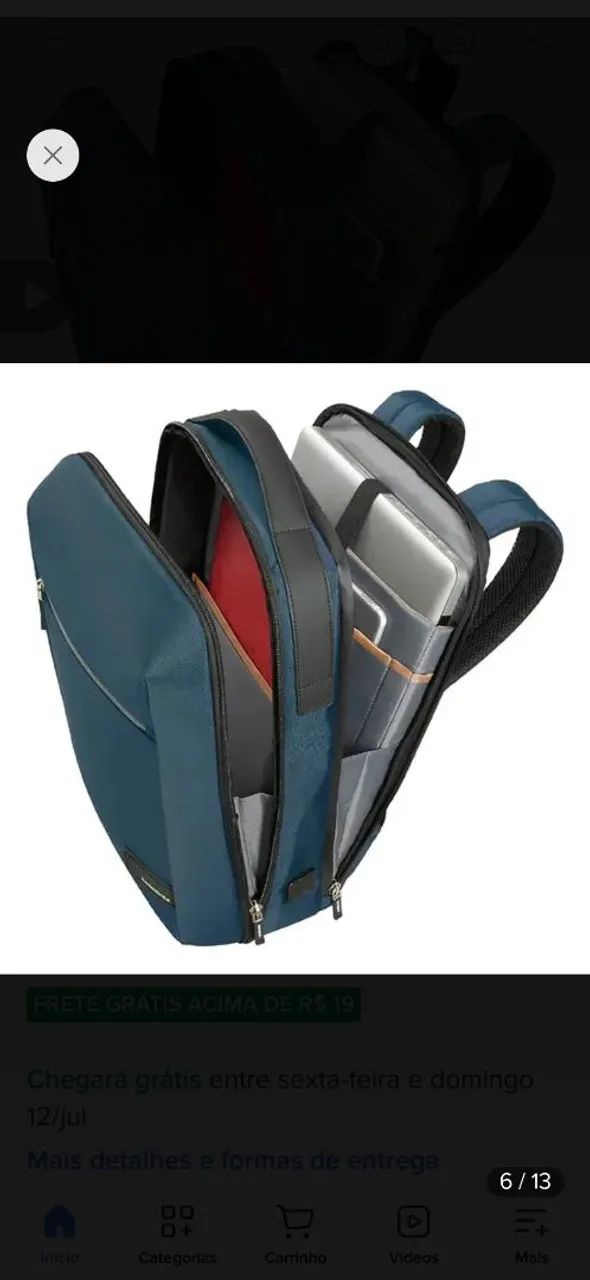 Mochila Samsonite notebook 15.6 Litepoint azul/cinza - Foto 3