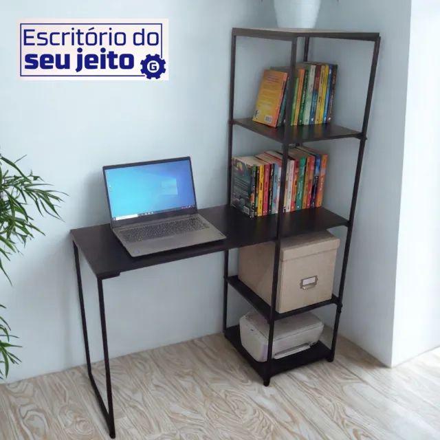 Mesa Industrial NOVA com Estante Multiuso para Computador Notebook de Estudo Escritório - Foto 4