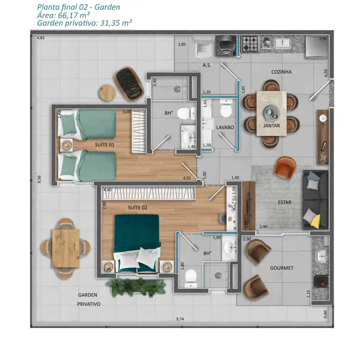 PLANTA 66m²