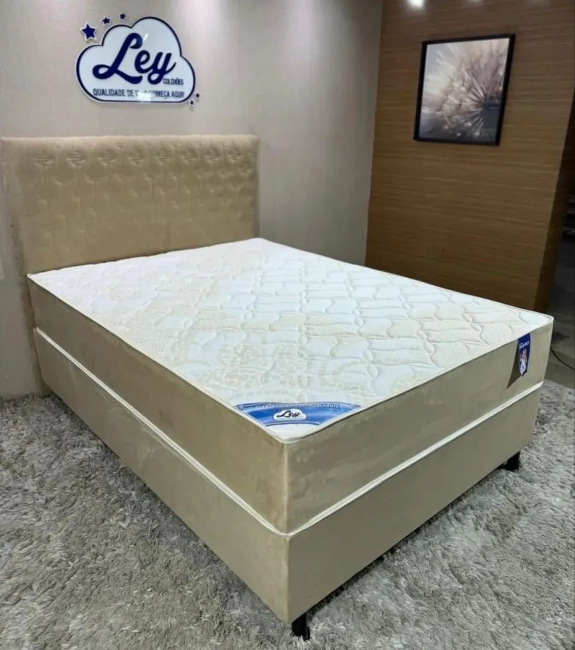 Cama box Solteiro molas ensacadas Ouro luxo Base+Colchao em mega Promoção 