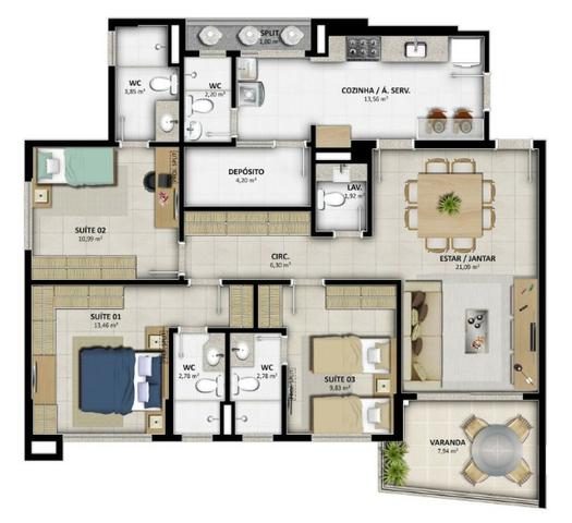 Lançamento Celi - Reserva Alameda - 2 e 3 Qtos c/ até 03 suites - Na Alameda das Árvores - Foto 20