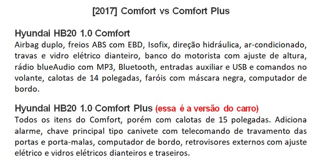 HB20 COMFORT PLUS 2017 1.0 42 MIL KM BRANCO