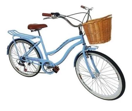 Vendo bicicleta azul retro com cestinha 