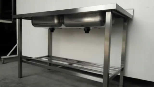 Pia industrial em inox com duas cubas - Foto 2