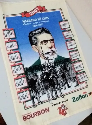 Pano de prato em formato de calendário antigo e novo de 2008 marca Lepper