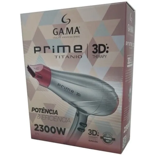 Secador Gama Italy Prime Titanio 3D 2.300W, Cinza/Vermelho 127V