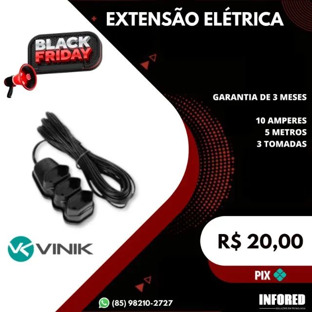 Extensão Elétrica de 10A com Cabo de 5 metros