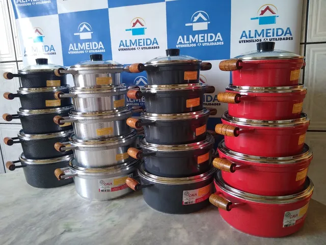 Panela Cava colorida 5 pç TP de Vidro na promoção 250 reais avista 