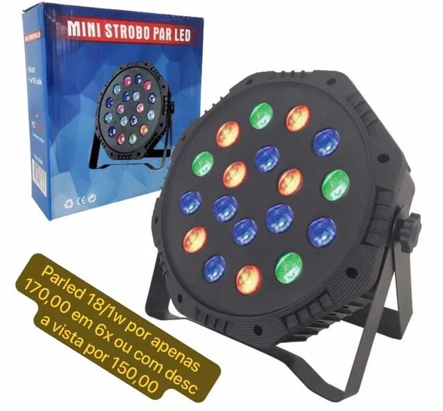 Refletor Parled 18 Led/1w Strobo slim digital dmx promoção 