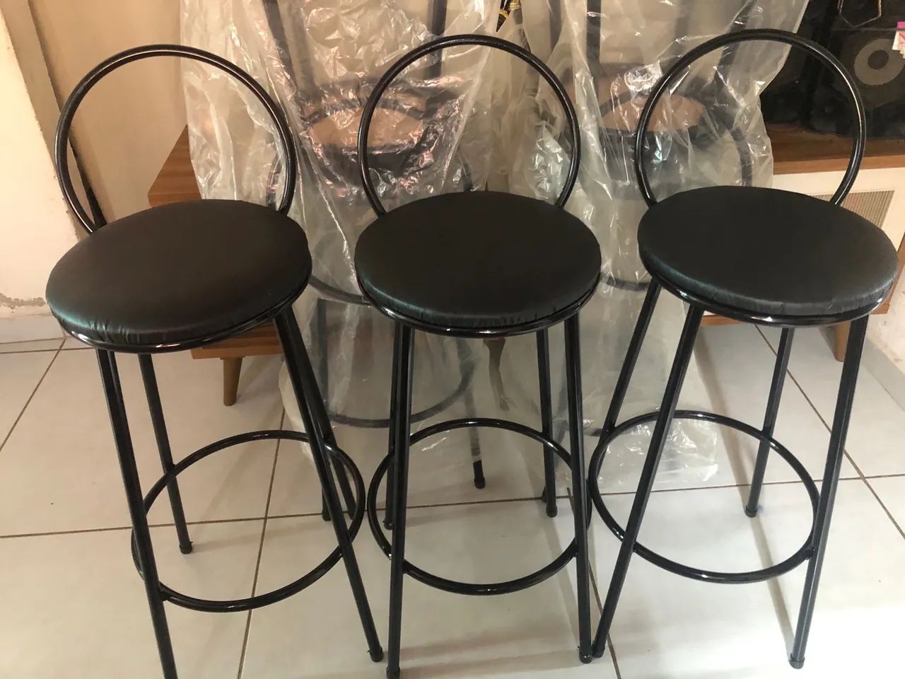Banquetas Bistrô com Encosto e Assento Preto - Foto 3
