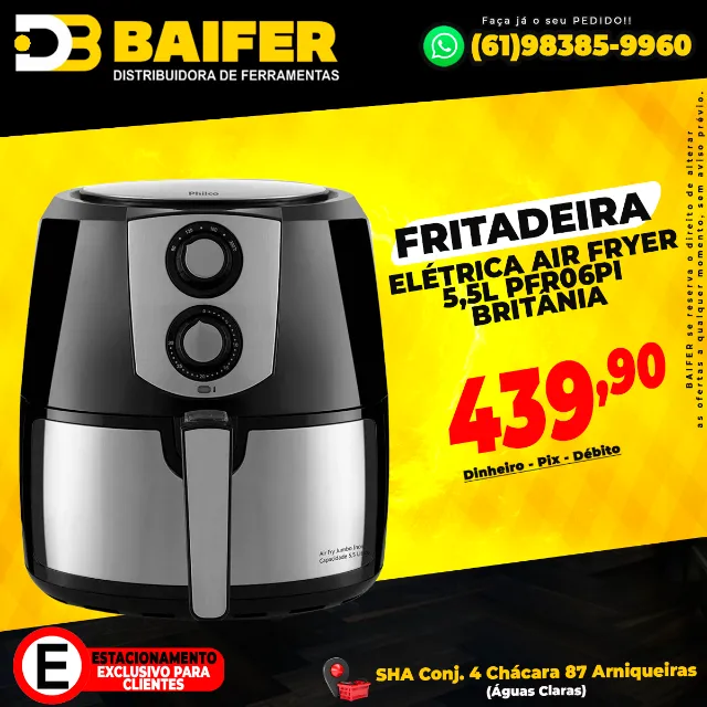 Fritadeira Elétrica Air Fryer 5,5L PFR06PI Britânia