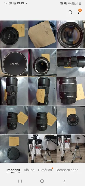 Câmara fotográfica e acessórios (vide listagem de preço)