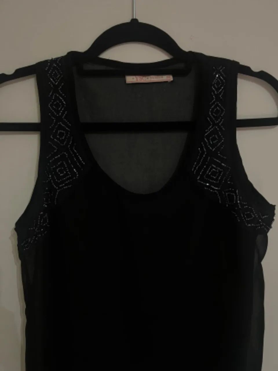 Blusa preta transparente com bordado 38 - Foto 3