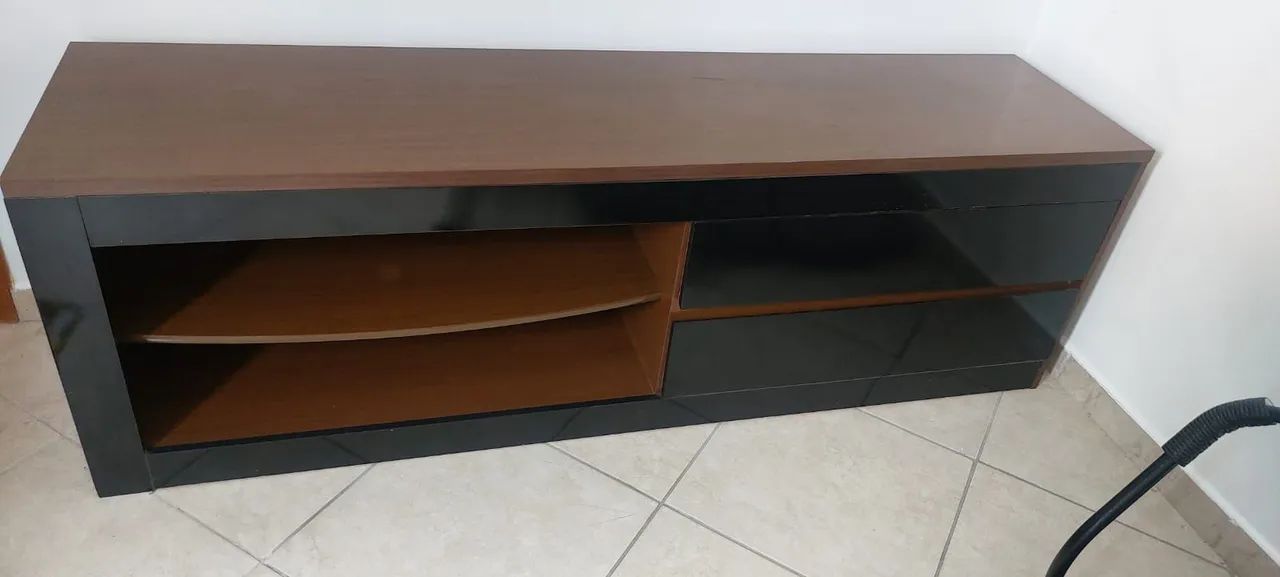Rack tv marrom e preto 1,80m - Foto 2