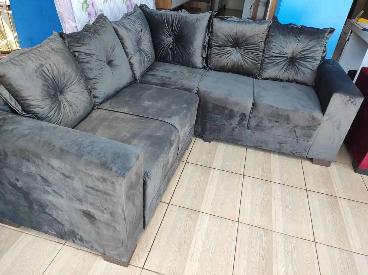 Sofá de Canto Cinza Elegante e Confortável novo - Foto 2