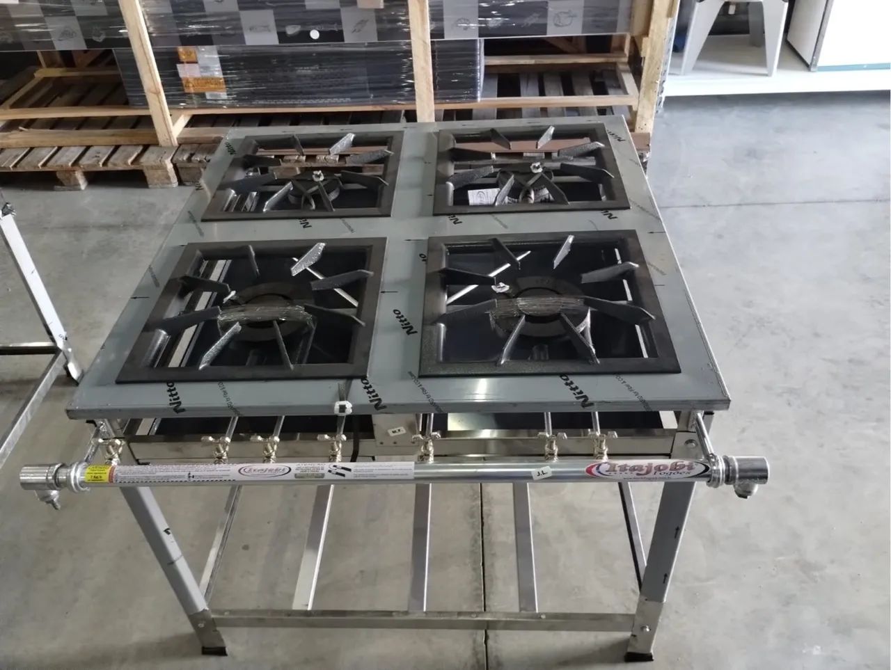 Fogão Industrial Inox 4 Bocas Alta Pressão - Ideal para Restaurantes e Padarias 