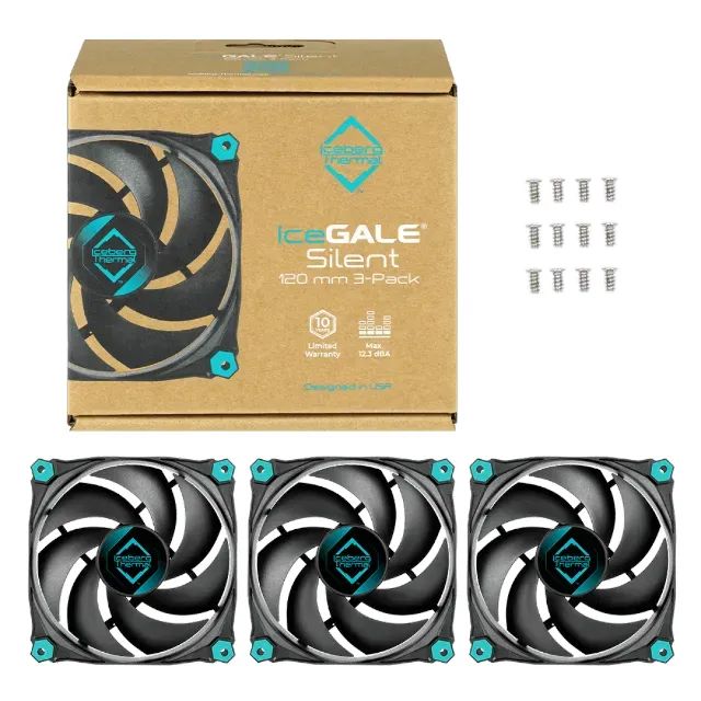 Kit Com 3 Fans Iceberg Thermal Icegale Silent, 120mm, Preto - Sem uso  - Foto 2