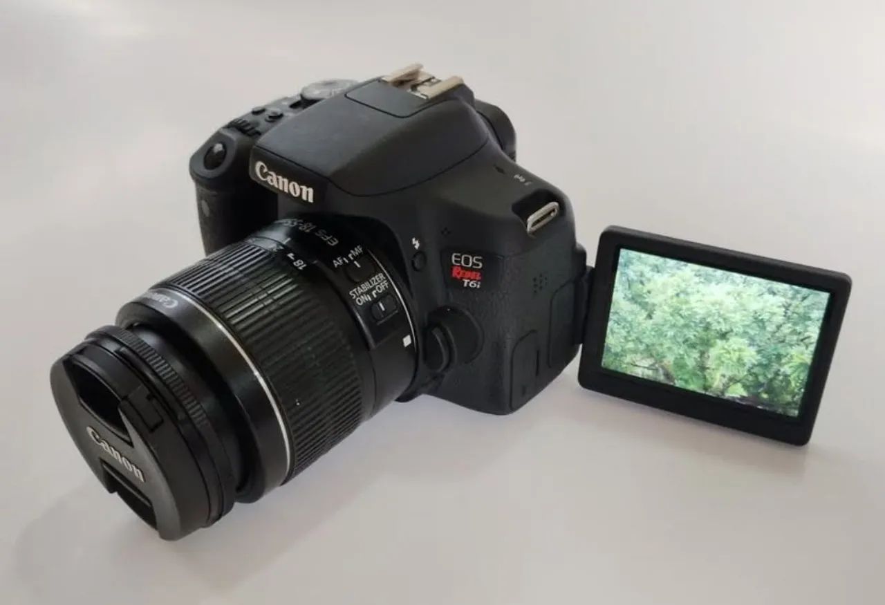 Câmera Canon EOS Rebel T6i Completa Wi-Fi 24mp Tela Articulada 