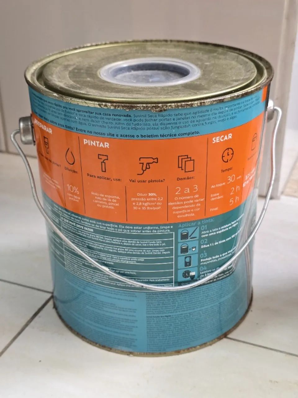 Tinta Esmalte Suvinil Base Água Seca Rápido :: Grafite Lapiseira Acetinado :: Galão 3,6L - Foto 2