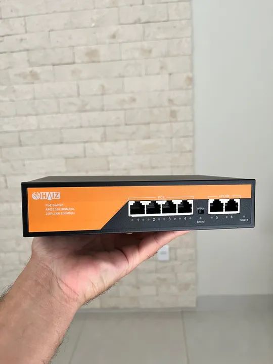 Switch 4 Portas Poe Ativo + 2 Uplink Câmeras Ip 10/100m - Foto 3