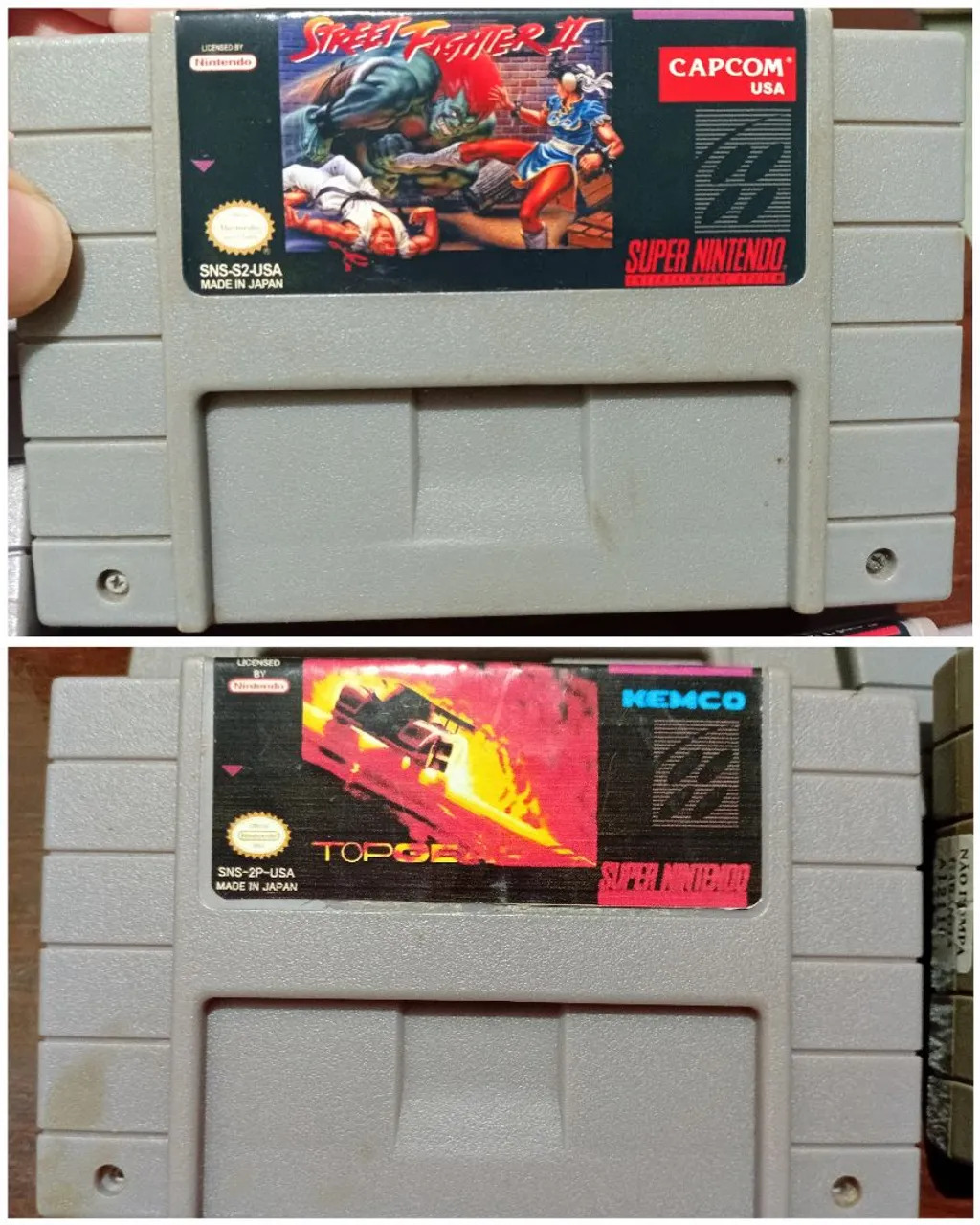 Street Fighter II e Top Gear 2 para Super Nintendo