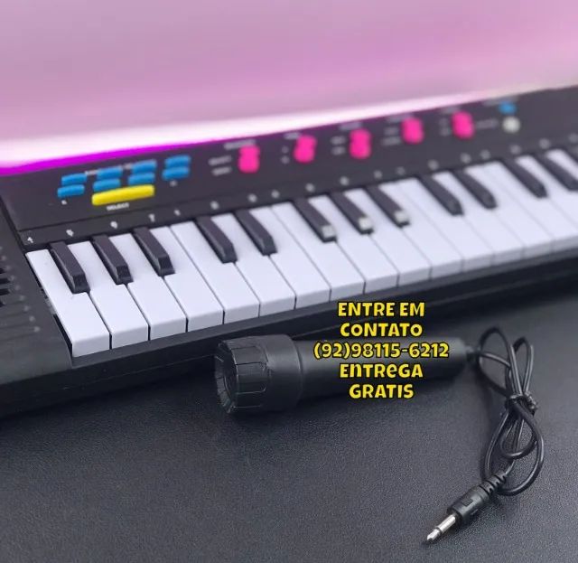Teclado musical infantil com microfone - Entrega das 9 até 22 hrs