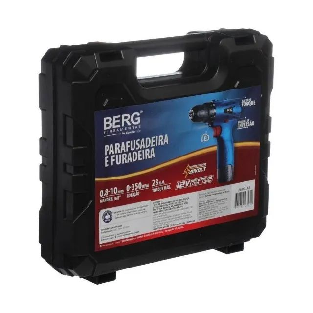 Parafusadeira a Bateria 12v ítio Com Led e Maleta 23N.M Torque Berg - Foto 4