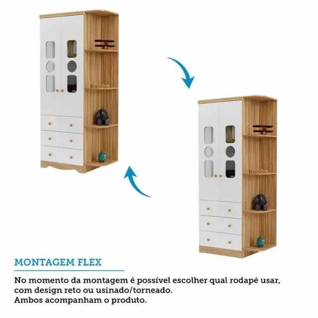 Roupeiro 2 Portas Tedy com Prateleira, 100% MDF - Peroba - Foto 2