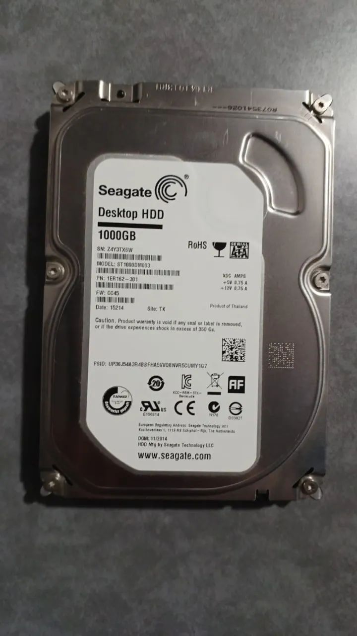 HD Seagate Desktop HDD 1TB ST1000DM003 Sata Com Cabo e Parafusos de Fixação