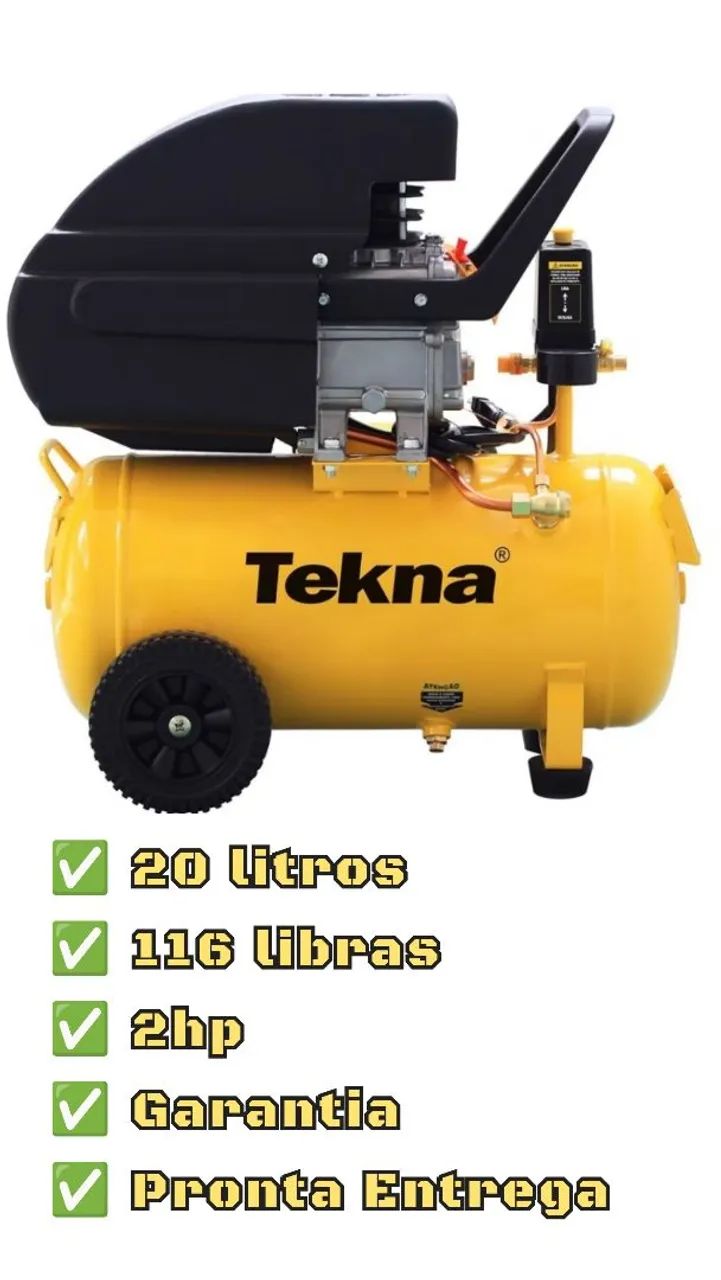 COMPRESSOR DE AR TEKNA 20L / 6,3 PES / 2HP - Foto 2