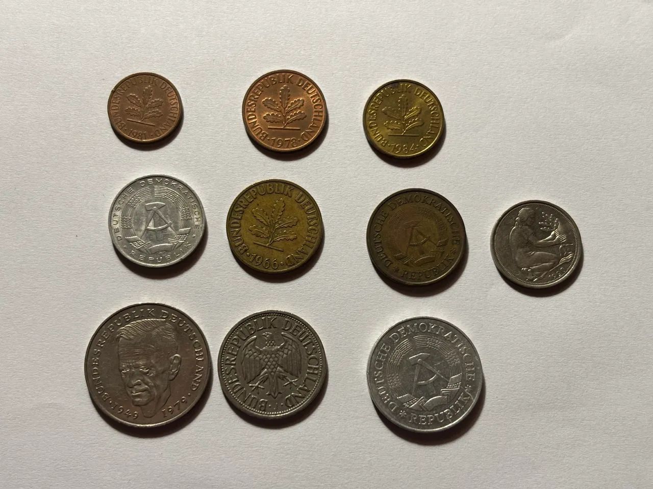 10 Moedas Alemãs - Deutsche Marke e pfennigs, - Foto 2