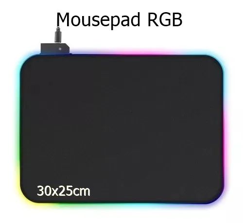 Mousepad Gamer Led Rgb Usb 30x25cm Negro Weibo K7