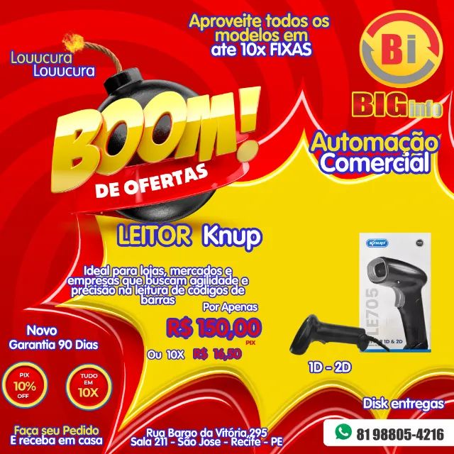 Leitor De Código De Barras Manual Knup - USB
