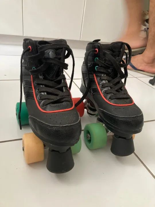 Patins Infantil Roller Quad Preto Oxelo  - Foto 3