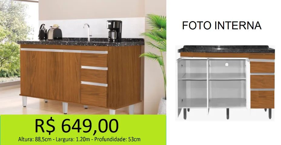 Gabinete de 1,20M a Pronta entrega modelo moderno 